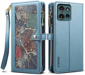 Serie ESEBLE Galaxy para Motorola Edge 50 Neo 5G Funda de cuero con cremallera para teléfono Bloqueo RFID Multicolor Style B