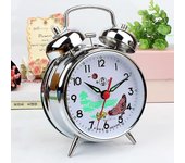 Reloj despertador de gallina de pollo animado vintage, despertador mecánico clásico Plata