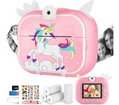 Aiyuego Cámara para niños con impresión instantánea, cámara de impresión instantánea de 1080P para niños, cámara para niños pequeños con papel de i...