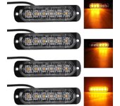 4pcs 18w 6 Led Slim Amber Yellow Flash Flash Bar Car Truck Emergency Signal Parking Light Lam