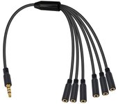 Divisor de auriculares de 3,5 mm, divisor de 3,5 mm de 1 a 6 vías, TRRS de 3,5 mm y 1/8 de pulgada macho a 6 hembra C