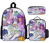 Aphmau Backpack Set de 3 piezas Mochila para computadora portátil con estuche de lápices Combinación de bolsa de almuerzo One Size