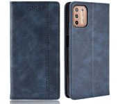 Carcasa protectora magnética de teléfono de estilo vintage para Motorola Moto G9 Plus con soporte para billetera Azul Style C Motorola Moto G9 Plus