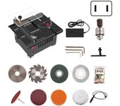 Mini sierra de mesa Potente motor ajustable velocidad sierra de bricolaje para uso doméstico Conjunto E US plug