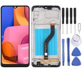 Pantalla LCD OEM para Samsung Galaxy A20s Digitizador Ensamblaje completo con marco (negro)