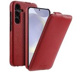 MELKCO para Samsung Galaxy S24 + Estuche plegable vertical Funda protectora de teléfono de cuero de vaca genuina Multicolor Style F