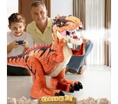 Heyone Juguetes de dinosaurios remotos para niños niños de 3 a 5 años, T-rex RC realista eléctrico con aerosol, luces y sonidos, robot dinosaurio g...