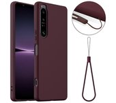 Para Sony Xperia 1 IV 5G Funda compatible con MagSafe Funda de teléfono de silicona líquida con cordón - Vino Multicolor Wine Red