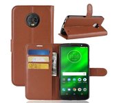 Soporte de billetera con textura de litchi Carcasa protectora de cuero para Motorola Moto G6 Plus
