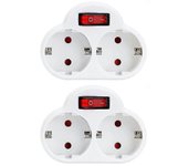 2pcs adaptador de zócalo con interruptor, 250V / 16A 3680w enchufes portátiles Socket de placa de pared Socket compatible con O