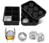 Bandejas de cubitos de hielo de silicona (juego de 2) Molde de bolas de hielo de whisky, bandeja cuadrada grande de cubitos de hielo para cócteles ...