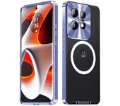 Wexary Serie magnética Magic Shield para funda Motorola Edge 50 Pro 5G TPU+Cubierta de teléfono mate de metal - Púrpura