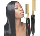 Planchas de peine caliente, plancha de pelo eléctrica para cabello afro grueso, peluca, barba, rizado portátil anti-escaldaduras caliente1pc
