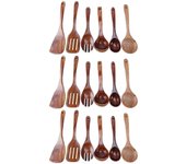 Juego de utensilios de madera de 18, cocina de cocina para utensilios de cocina antiadherentes Color de la madera