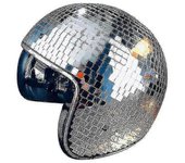 Casco Disco Ball de 1 pieza con visera retráctil para accesorios frescos de discoteca (plata)
