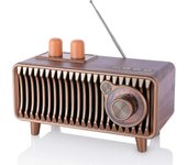 Radio Bluetooth rtro, bois de noyer, avec radio FM rtro, haut-parleur portable 20 W avec disque USB/carte TF/fonction lecteur de musique auxiliair