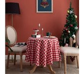Mantel de Navidad a cuadros en estilo nórdico retro mantel redondo americano plaid mantel de centro mantel de mesa A cuadros rojos y blancos Round ...