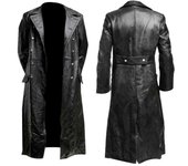 Abrigo de piel clásico para hombre Negro L