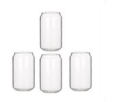 4 Pack puede dar forma a vidrio moda agua leche taza simple cerveza batido de vidrio vaso taza de postre taza de cola, 4 transparente