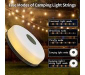 Luces de cadena de camping USB Recargable LED Tiendas de campaña Iluminación Lámparas de jardín Iluminación Blanco cálido