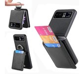 Funda de teléfono de cuero con textura de litchi para Motorola Razr 40 Negro