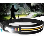 Linterna frontal recargable, 9000 lúmenes Linterna frontal LED súper brillante 260 Lámpara frontal de haz ancho con sensor de movimiento y 10 modos...