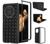 Estuche de PU con textura tejida para Honor Magic V3 Negro