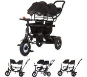 Chipolino Twin Tricycle 2Play Dos Niños Hasta 50 Kg Manillar Con Neumático De Goma patrón negro