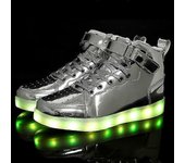 Zapatos De Tablero De Caña Alta Para Hombres Y Mujeres Zapatos Luminosos Zapatos De Luz Led Para Niños Zapatos De Panel De Cuero De Espejo Grande 2...
