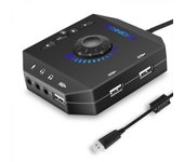 Tarjeta de sonido externa T10, adaptador de audio USB PHOINIKAS para PC con Windows, Mac, Linux, computadoras portátiles, computadoras de escritori...