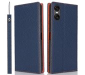 Para Sony Xperia 10 VI Funda de cuero de vaca genuina Soporte de billetera Funda de teléfono Multicolor Style B