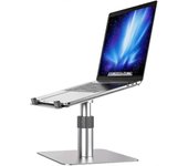 Soporte de aluminio para computadora portátil, ajustable en altura 360 giratorio, elevador para computadora portátil compatible con computadora por...