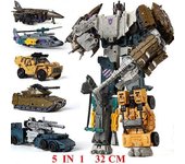 Toys Haizhixing 5 EN 1 Transformación Robot Coche Juguetes Anime Devastator Avión Tanque Modelo KO Niños Colección de Camiones Niño Regalo para Adu...