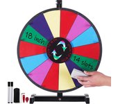 Succebuy Rueda giratoria de premios de 18 pulgadas, ruleta de mesa de 14 ranuras, rueda de ruleta resistente con borrado en seco y 2 marcadores