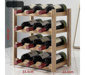 Botellero horizontal para vinos, 4 niveles para 12 botellas Botellero de madera para vino Dimensiones 33.5x22.3x39.5 cm Botellero Madera de pino (c...