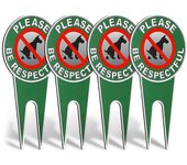 4 piezas No hay letreros de perro de caca Sea respetuoso sin letreros de césped para perros sin letreros de patio de caca de perro Verde