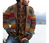 Hombres Holgado Top Cardigan Abrigo Suéter Manga Larga Mantener la moda cálida para el invierno Rojo 5XL