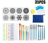 Mandala Punteado Herramientas Kits de Herramientas de Pintura Pinceles Bandeja de Pintura Pinceles Pintura Rupestre Conjunto de 35 piezas