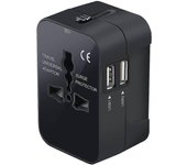Cargador de pared con adaptador de viaje global todo en uno Sunrain con puertos de carga USB duales disponibles internacionalmente Negro