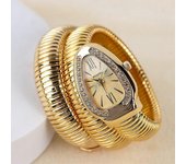 Reloj de pulsera de serpiente para mujer Serpentine Bling Diamond Quartz Relojes Oro