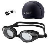 Gorro de natación gafas de natación antivaho gafas de natación impermeables tapón para los oídos equipo de piscina para hombres mujeres niños adult...