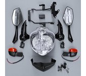 Jelivey Apto para FZ6 FZ6N FZ6S 2007 - 2010 08 09 Juego de faros Conjunto de luces delanteras Soporte de conjunto de luces traseras Cubierta del ve...