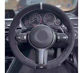 Cubierta de volante de coche de gamuza negra para BMW M Sport F30 F31 F34 F10 F11 F07 X1 X2 X3 F25 F32 F33 F36 F48 F39 Accesorios de coche Light Bl...