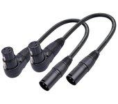 2 piezas de 3 pines Xlr de ángulo recto macho a hembra enchufe micrófono cable de audio 90 grados Xlr hembra a Strai Negro