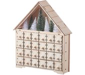 Calendario de Adviento de Navidad de madera con 24 cajones de almacenamiento vacíos Calendario de cuenta regresiva navideña con forma de casa Decor...
