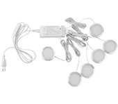 6PCS Luces de cocina de luz debajo del gabinete Kit de luz regulable de 12 V y 2,5 W con lámpara de escaparate de interruptor, enchufe de la UE bla...