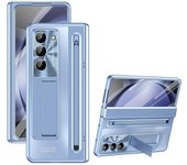 Diseñado para Samsung Galaxy Z Fold 6 Funda con S Pen y Kickstand y Front Screen Protecto azul