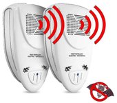2pcs Ultrasónico Repelente de murciélagos Control de repelentes de plagas, deshágase de los murciélagos en 72 horas Blanco EU PLUG