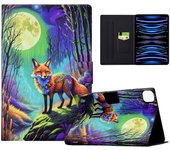 Para iPad Pro 11 (2018) / (2020) / iPad Air 11 (2024) / Air (2020) / (2022) Funda PU Leather Pattern F Multicolor Moonlight Fox