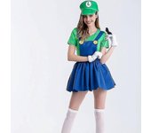Hongze Mario Cosplay Disfraz de Mujer Luigi Disfraz Sexy Fontanero Verde M